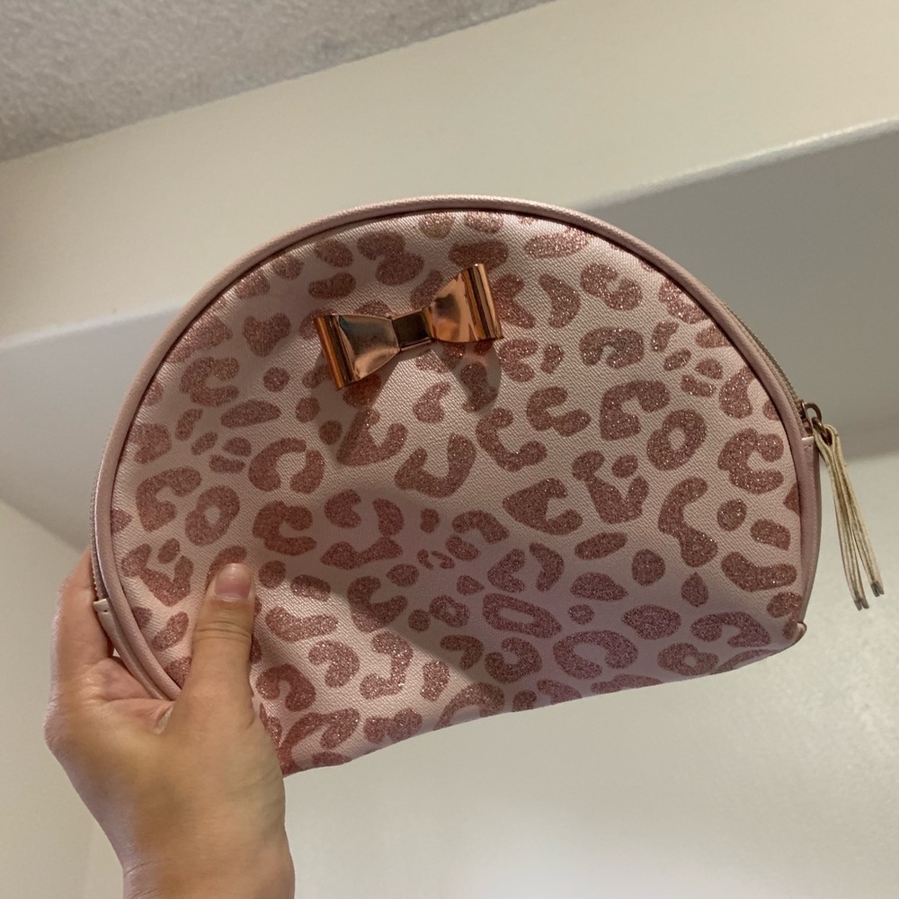 Pink sparkly cheetah print clutch